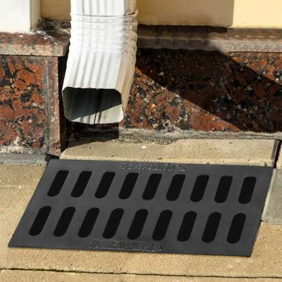 Ductile Iron Drain Grate 20 X 10 Inches Heavy Duty Metal Sewer Cover For Municipal Construction Sites, Black Rectangle Drainage Grate Driveway - 2T Load Capacity