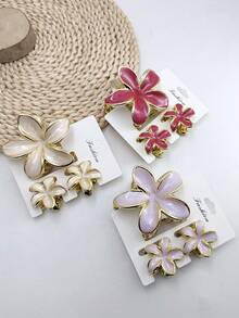 3/6pcs Solid Color Street Style ABS Plastic (ABS Resin) Hair Claw Clips, Suitable For Daily Wear - Multicolor - View 3