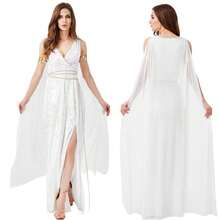 Ancient Greek Mythology Goddess Queen Cosplay Costume Sexy High Slit Long Dress For Women Halloween Carnival Clothing Perform - Multicolor - View 2
