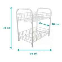 3-vånings förvaringsvagn i mesh med hjul, robust metallvagn, B26*D37,5*H67 cm, rullbar organizer för kök, badrum och tvättstuga, vit - Visa 7