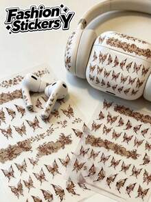 1pc Vintage Brown Tone Butterfly Sticker, INS Style Forest Material, Suitable For Decorating Instant Camera, Water Cup, Phone, Tablet, Notebook, Brown Tone Butterfly And Distressed Lace Elements, Vintage Gentle Style, Versatile Retro Atmosphere Decorative Sticker - Retro Brown Butterfly - View 1