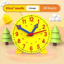 1pc Learning Clock - Yellow Clock Model Set, Used For Time Recognition, Hour, Minute, Second Recognition Learning Tool, Colorful Clock Teaching Aid, Back To School Season Essential - Yellow - View 4
