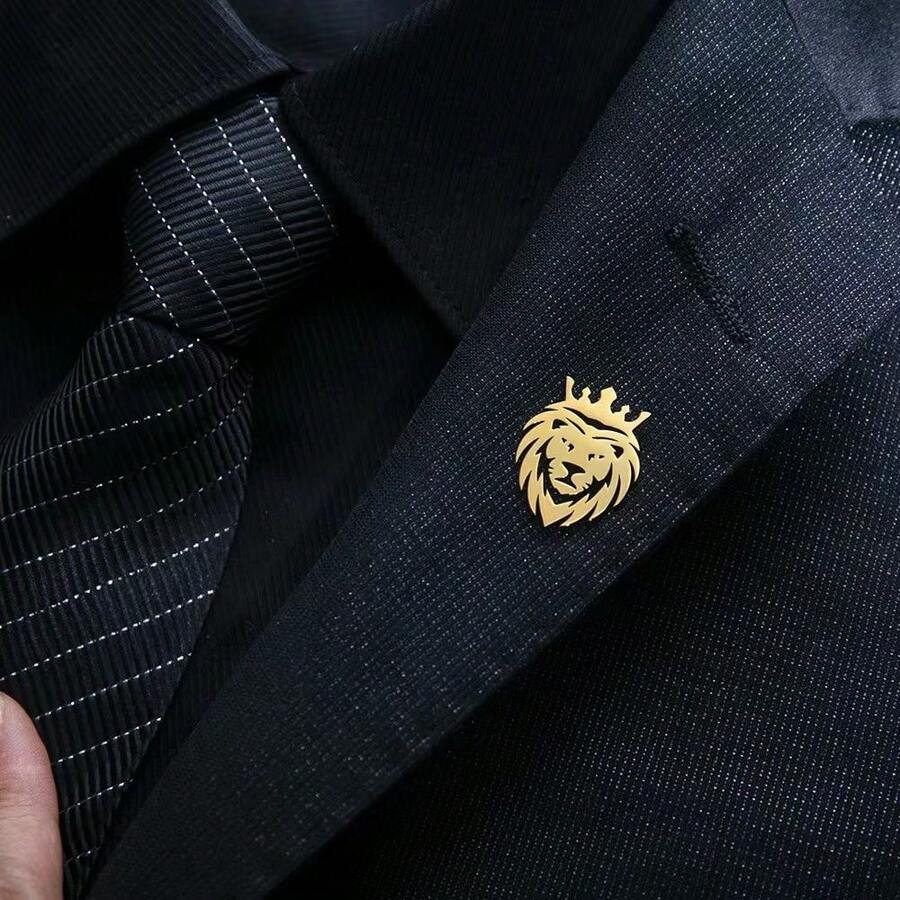 1 Lion Men's Brooch Casual Party Costume Accessory Groom's Wedding Suit Accessory Birthday Gift - Multicolor - View 1
