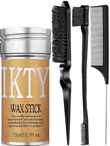 4pcs Hair Wax & Comb Set, Includes: 1pc Non-Greasy Styling Hair Wax Stick For Strong Hold And Neat Look, 1pc Hairline Comb For Smooth Hairline, 1pc Comb For Soft Hair Styling And Frizz Control - 75g - View 34