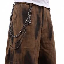 1pc New Men's Pants Chain, Fashionable Personalized Multi-Layer Double Sword Skull Pendant, Punk Multi-Layer Pants Chain - Black - View 1