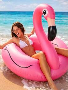 1pc PVC Inflatable Flamingo Swim Ring, Large Adult Water Float Lifebuoy Swim Tube - Multicolor - View 2
