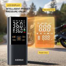 無線充氣幫浦 附 LCD 螢幕，150PSI 快速充氣，USB 充電，內建 LED 燈，自動關機，多種氣嘴適用於汽車、機車、自行車輪胎、運動球類與氣球，便攜式汽車必備，1500mAh 7.4V - A - 查看 6