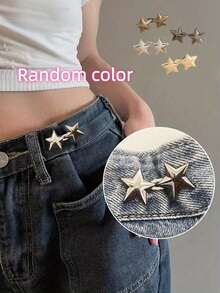 8/4pcs Star Waist Buckle Denim Jeans Detachable Metal Button Pin, Seamless Waist Extender, Adjustable Belt Tightener, Suitable For Skirts, Collar Brooch, Summer Y2K Denim Accessories, Unisex Clothing Modification Parts - Multiple Styles - View 6