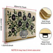 1 Peça Pôster em Tela Botânico Floral Rústico Noric com Moldura/Sem Moldura, Arte Floral Escandinava Folk Art Cottagecore, Impressão de Arte de Parede Decoração Fazenda Minimalista Pintura Vintage para Corredor, Sala de Estar, Quarto, Decoração de Casa Moderna - A - Visão 11