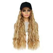 Baseball Cap Wig Hat With Natural Wavy Hair Extensions Attached Heat Resistant Synthetic Adjustable Hat Wig For Women Girls - Multicolor - View 3