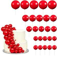 40pcs Multicolor Metallic & Matte Spherical Cake Toppers, Mini Foam Ball Decorations For Birthday & Wedding Cake Decor - Multicolor - View 8