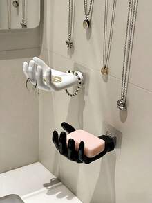 1/2/3pcs Palm-Shaped Storage Rack, Creative Hand-Shaped Wall-Mounted Jewelry Storage Tray, Black White Yellow Optional, Bathroom Bedroom Vanity Decor Hanging Storage Rack, Aesthetic Home Decor And Back To School Gift Supplies - Multicolor - View 9