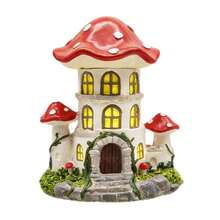 1pc Mushroom Fairy House Resin Ornament, Mini Fairy Castle, Suitable For Garden Landscaping Micro Landscape Decoration, Balcony, Desktop, Yard Lawn, Perfect Gift For Family And Friends - A - View 9