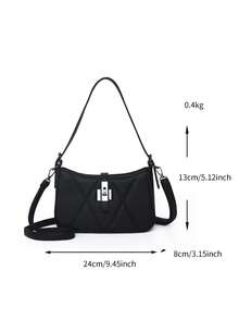 2026 Women's Faux Leather Litchi Grain Small Square Underarm Bag, Versatile Soft Leather Shoulder Bag With Dual Straps For Commuting And Crossbody Wear - Black - View 8