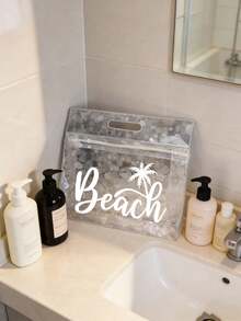 PVC Makeup Bag And Cosmetic Case, Beach Theme Printed Makeup Bag, Large Capacity Transparent Waterproof Makeup Bag, Suitable For Beach Or Pool Travel Wet And Dry Storage, Nylon Zipper Makeup Bag, Lightweight, Can Store Sunscreen, Snacks, Bikini And Beach Essentials. Suitable For Spring And Summer Storage, Durable, Can Store Swimwear, Towels And Travel Essentials, Store Shampoo, Lotion, Cosmetics. Back To School Essential - Multicolor - View 8