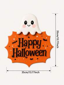 1pc-Happy Halloween Cute Ghost 3D Wooden Hanging Sign, Orange Bat Star Wall Plaque, Farmhouse Autumn Fall Home Decor, Vintage Halloween Entryway Front Door Wall Ornament, Halloween Party Decorative Gift For Home Indoor - Multicolor - View 12