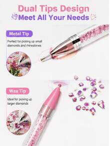 Diamond Painting Tools - Self-Adhesive Rhinestone Pen, Dual-Tip Rhinestone/Gem/Crystal Pickup Pen, And Nail Art Rhinestone Pen; Suitable For 5D DIY Diamond Painting, Cross Stitch And Nail Art Decoration; Essential DIY Nail Art Tools. - Multicolor - View 4