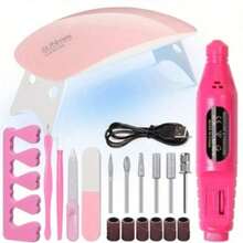 7 In 1 Manicure Set Including UV Nail Lamp, Nail File, Cuticle Fork, Cuticle Nipper, Finger Separator - Professional For Beginners, Professional Nail Lamp For Salon And Home DIY Use, Essential Nail Tools Compatible With All Gel Nail Polishes - Set2 - View 6