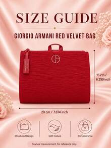 Giorgio Armani 阿瑪尼紅色化妝包,耐用拉鍊封口,大容量多隔層收納,加固提把,便攜輕巧設計,適合旅行 - 紅色 - 查看 4