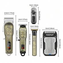 HIENA 5-In-1 Men's Hair Clipper Grooming Set, Cordless Electric Hair Clipper, Shaver, Nose Trimmer, Beard Trimmer, Professional Hair Clipper With Guide Combs, Hair Cutting Cape, Men's Gift Set - View 2