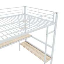 Bed Frame High Bed 140x200cm Metal Black - 白色 - 查看 8