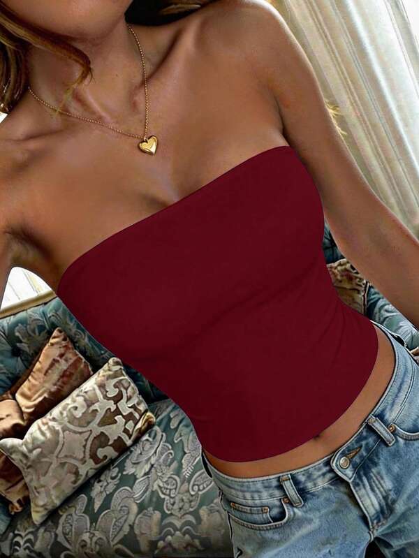 Top bandeau feminino de verão, sexy, casual e versátil, estilo Y2K