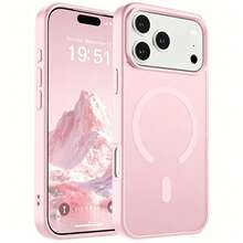 Translucent Matte Magnetic Phone Case Compatible With IPhone 13 14 15, Anti-Drop Anti-Scratch Hard Shell For IPhone 16 Pro Max 17 Pro Max 16e 17e 12 11 - Pink - View 8