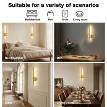 1pc/2pcs Battery Powered Wall Light, Wireless Charging Gold Wall Lamp With Remote Control Dimmable, Cordless Wall Light For Living Room, Bathroom, Hallway Decor, With Timer Function - Gold - View 12