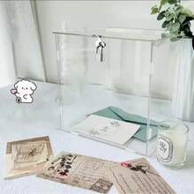 1pc Transparent Acrylic Lockable Card Box - High-Quality Secure Gift & Greeting Card Storage Box, Suitable For Wedding, Anniversary, Birthday, Graduation Ceremony Decoration, Savings Jar, Floral Design Ornament Storage - 1PC - View 4