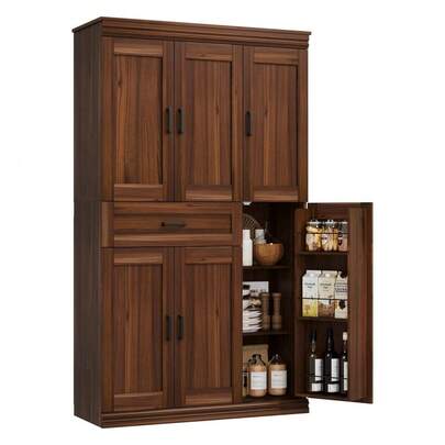 BouPower 70" Tall Freestanding Kitchen Pantry Storage Cabinet, Modern Kitchen Hutch Cabinet With Doors, Shelves & Large Drawer For Dining Room Home Organization