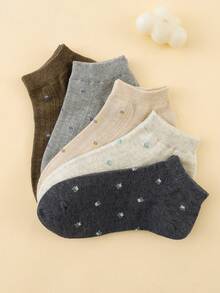5 Pairs Women's Floral & Striped Invisible Liner Socks For Daily Wear - Multicolor - View 3