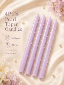 2/4pcs Lavender Pearl Long Stem Candles, Smokeless Soy Wax Candles, Suitable For Wedding Dinner Table, Home Decor, Party And Romantic Atmosphere - Light Purple - View 10