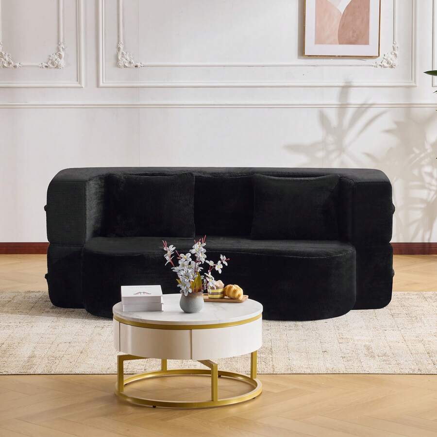 Large Multifunctional Sofa Bed Frame, Black - 黑色雙座 - 查看 1