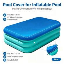 Pool Cover/Inflatable Pool Cover - Thickened PE Fabric, Multiple Sizes Available, Sun Protection, Anti-Aging, Dustproof, Waterproof, UV-Resistant With Drawstring Cover, Drawstring Closure, Wind-Resistant And Secure, Keeps Clean And Prevents Leaf Accumulation, Suitable For Ground Inflatable Pools And Home Yard Pool Users - C - View 2