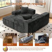 VerdeCore 106" Modular L-Shape Chaise Lounge Sofa Premium Corduroy Cloud Velvet No Assembly Required Convertible Loveseat Sofa Bed Deep Seat Comfort Living Room Bedroom Apartment Hotel[2 Package Shipping] - 淺灰色 - 查看 6