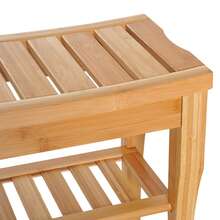 45cm 2-Tier Slatted Shower Bench Storage Seat W/ 4 Legs Comfortable  Bathroom Stool Spa Bath Organiser - View 3