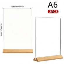 2pcs T-Shaped Transparent Acrylic Display Stands, A4 A5 A6 Size Solid Wood Base Beech Wood Horizontal And Vertical Styles, Interchangeable, Suitable For Restaurant Menu Display, Office, Home Decor, Back To School, Wedding Ceremony, Bachelor Party, Birthday Celebration, Prom, Hotel Decoration And New Year Celebration - Multiple Specifications - View 11
