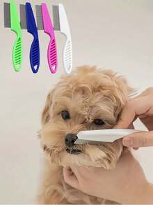 1/2pcs Pet Cleaning Brush - Stainless Steel Cat & Dog Comb, Effectively And Gently Removes Tangled Fur And Fleas, Suitable For Dogs And Cats - Multicolor - View 5