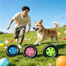 A Tire-Shaped Flying Disc, Durable And Made Of Material. It's A Pet Toy That Can Be Played Independently, Relieving Boredom Through Chewing, Also Serves As A Teething Toy, Interactive Toy, Companion Toy, Perfect Gift For Dogs, Dog Companion Toy Or Training Toy, Suitable For Medium To Large Dogs. - Multicolor - View 9