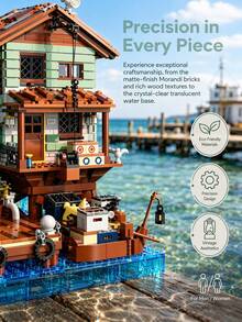 18+ Adult Exclusive Luxury Beach Hotel/Pier Adult Building Blocks, Puzzle Theme Modular Architecture Miniature Toy, Stress Relief Relaxation Game, Suitable For Birthday Scene Decoration And Atmosphere Arrangement - Multicolor - View 2