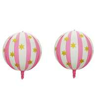 22 Inch Carnival Circus Decorative Balloons, 4D Light Pink Round Foil Balloons With Stars And Stripes, Suitable For Christmas Theme Party Decoration, Shower, Birthday Party, Wedding, Anniversary, New Year, Outdoor And Indoor Holiday Event Atmosphere Decor, Photo Props - 22-inch 4D Star Stripe - Pink - View 8