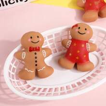 Cute Gingerbread Man Squishy Toy - Slow Rebound Soft Stress Relief Finger Toy, Suitable For Kids And Girls, Christmas Gift Cute Squishy - Multicolor - View 4