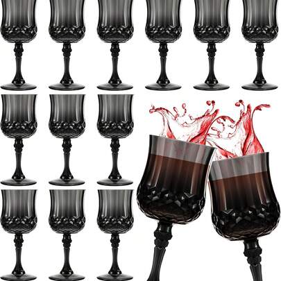1/3/6/12pcs Acrylic Diamond Vintage Stemware, Suitable For Wedding, Outdoor Dinner, Valentine's Day. Juice Cups. Party, Wedding, Birthday Party, Reusable Vintage Champagne Glasses, Valentine's Day, Halloween