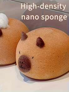 2pcs/Set Cute Capybara Shaped Bath Sponge - Soft High-Density Nano Sponge With Gentle Exfoliating Bath Brush, Suitable For Gentle Scrubbing And Foaming Cleaning - Spa Gift | Durable Bath Sponge - Capybara Bath Sponge - View 10