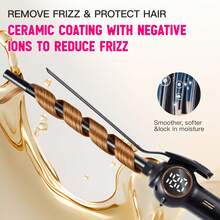 Hatteker 1pc 9MM Curling Iron, Rotating Hair Curler For Women, Digital Display Temperature Control, Wool & Noodle Curl Styling Wand - View 6