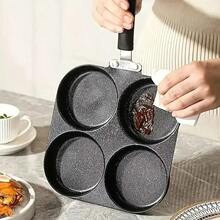 4-Cup Cast Iron Non-Stick Pan Multi-Burner Omelette Pancake Burger Cooker Heat-Resistant Handle Suitable For Gas And Electric St - View 3