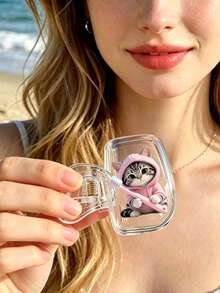 Cute Cat Pattern Travel Toothbrush Head Protective Cover, Kitten Hugging Toothbrush Cup, Transparent Travel Toothbrush Storage Box, Toothbrush Head Protective Clip, Toothbrush Dust-Proof Protective Cover, Portable Design Easy To Carry, Dual-Hole Design For Convenient Drainage And Ventilation, Dust-Proof Lid, Suitable For Couples, Friends, Family, Teachers, Travel Enthusiasts As Gifts, Essential For Home, Dorm, Vacation, Suitable For Birthday, Back To School, Business Trip, Return To School And Other Occasions, Clean And Care For Your Oral Health, Family Gift. - Multicolor - View 6