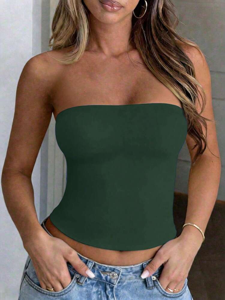 Women's Summer Sexy Hot Girl Casual Versatile Y2K Style Tube Top - Army Green - View 10