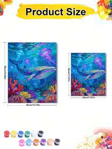 Colorful Whale Jellyfish Coral Reef DIY Oil Painting By Numbers Canvas Handcraft Adult Home Decoration 8x12/16x20inch Holiday Gifts Frameless Ocean Marine Life Artwork - Sets - View 5