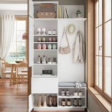 Compact Wardrobe With Mirror And Bench - Entryway Furniture Set - White - View 2
